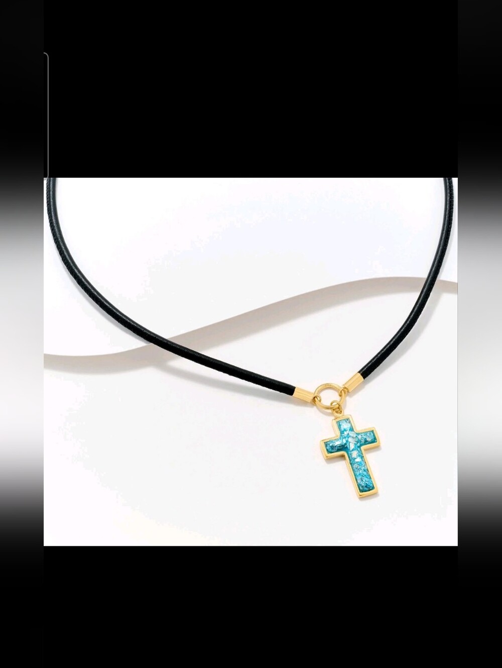 David Markstein Sterling Silver Goldclad Roman Glass Leather Necklace, 18 + 2"
